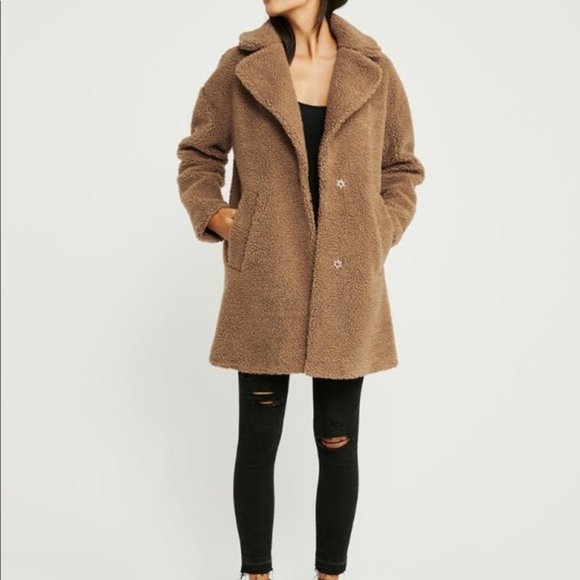 Abercrombie & Fitch Jackets & Blazers - Abercrombie & Fitch Brown Teddy Coat